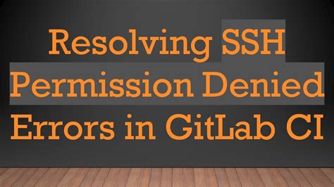 gitlab ci permission denied|CI SSH Permission denied .